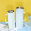 Sublimación de 30 oz Tumblers rectas Topes de empuñadura blanca en blanco 304 Bottalas de agua de acero inoxidable vidrio de doble aislamiento con paja lidplástica A12