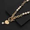 AENSOA Vintage Baroque Irregular Pearl Necklace 2021 Geometric Metal Pendant Link Chains Necklaces for Women Punk Jewelry Gift