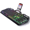Gaming Keyboard USB Wired Backlights Gamer Metal Stativ Knappsats Suspenderad och lyser nycklar med optiska tangentbord för spel