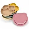 4 stks / set Baby Siliconen Plaat Lepel Set Feeding Bowl gerechten Een gratis draagbare servies voor kinderen 211012