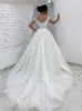 Элегантное свадебное платье принцессы из тюля 2021 года с прозрачным вырезом и рукавами-крылышками, кружевное свадебное платье с аппликацией и пуговицами сзади Robe De Mariage 328 328