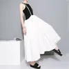 [EAM] High Waist White Bandage Pleated Long Casual Big Size Half-body Skirt Women Fashion Spring Summer 1DD7524 21512