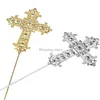 Outros suprimentos de festa festiva Crystal Cross Cake Topper para decoração de casamentos de batismo decoração de chá de bebê1287219