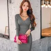 Wysokiej Jakości Casual Sweter Dress Sukienka Dla Kobiet Zimowa Kobieta Z Długim Rękawem Sexy Biuro Lady Maxi Swetry 210603