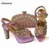 양파 이탈리아 디자인 레이디스 매칭 신발과 가방 나이지리아 여자 ​​신발 가방은 빛나는 크리스탈 드레스와 파티를 위해 세트