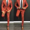 Latest Coat Pant Designs Orange Men Suit Casual Slim Fit 2 Piece Tuxedo Tailor Groom Prom Party Blazer Masculino Jacket+Pant X0909