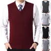 Men's Vests Mens Solid Sweater Vest Men Wool Pullover Brand V-Neck Sleeveless Hombre Knitwear Winter Casual Clothes Tops Stra22