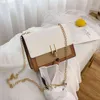 Hot New Trendy Women Bags Fashion All-match Chain Shoulder Hit Color Stitching y Lock Messenger Pu Mini Square