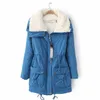 Vinter Cotton Coat Women Slim Plus Size Outwear Medium Long Wadded Jacket Tjock Hooded Warm Parka 210607