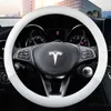 Mikrofiber deri araba direksiyon kapağı Tesla için 38cm Tüm Modeller 3 S Y X Otomatik İç Aksesuarlar Styling Y1129298Z