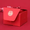 Chinesische asiatische Art Red Double Happiness Hochzeit Gefälligkeiten und Geschenke Box Paket Braut Bräutigam Hochzeit Party Pralinenschachtel 50 Stück 210517