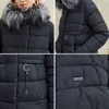 Varm elegant päls krage kvinnor kappa casual designficka parka mode marinblå kvinnlig vinter vindtät jacka 210414