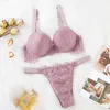 Conjunto de 2 piezas de encaje BEFORW, conjuntos de sujetador de encaje para mujer, ropa interior de costura, bralette con relleno Sexy, lencería, sujetador ultrafino X0526