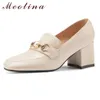 Meotina chaussures à talons hauts femmes bout carré pompes de perles femmes talons de bloc sans lacet chaussures décoration en métal dames chaussures noir 43 210520