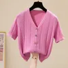 Summer Super Plus Big Size Women Candy Colors tunic Top short Sleeve sweater Cardigan Poncho Mori Girl vetement femme 210604