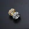Reloj Hip Hop Iced Out Zircon con anillo chapado en oro y plata para hombre, regalo de joyas de fiesta ostentoso
