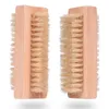 Brosse à ongles en bois poils de sanglier naturels à deux faces en bois manucure brosse à ongles brosses nettoyantes pour les mains 10 CM