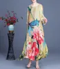Vår och sommar Casual Loose Women's Dress Printed Pastoral Elegant Temperament Oregelbunden Lång 210615