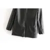 Spring black PU leather blazer women elegant long sleeve office suit jacket casual single button blazers and jackets 210521