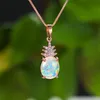 Boho Female Oval Opal Pendant Necklace Rose Gold Silver Color Chain Necklaces For Women Charm Crystal Pineapple Wedding Jewelry304I