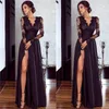 Femmes robe formelle Sexy à manches longues Deep-V soirée bal robe de bal dentelle Maxi robes décontractées