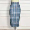 Women High Waist Plaid Pencil Skirts Bodycon Retro Classy Elegant Office Ladies Summer Modest Slim African Fashion Jupes Falads 210724