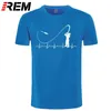 REM Fishinger Heartbeat T-shirt - Rolig fiskfiskare Presentidé Mode Men T-shirt Kortärmad Försäljning 100% Bomull 210629