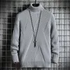 Winter Solid Pullover Turtleneck Sweaters Men Clothing Turtle Neck Coats High Collar Knitted Sweater Korean Man Clothes M-2Xl