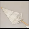 Umbrellas Handmade Craft Bridal Lace Umbrella Wedding Parasol Pographic Props Black White Beige Wen6854 Hyb2R Y65Li