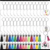 Keychains Moda AESSORIESKIMTER ANELOS CHAVENTES 120PCS Keychain em branco acrílico Discos de círculo transparente com orifício Keyring colorido de borla para DIY Proje