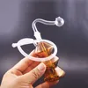 2pcs mini brûleur à mazout en verre de poche bang dab plates-formes pétrolières petit recycleur tuyau d'eau barboteur attrape-cendres avec pot d'huile en verre et tuyau bateau libre