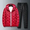 OEIN Winter Männer Parka Set Outwear Mantel + Baumwolle Hosen Anzug Lässig Warme 2 Stück Parkas Sets Slim Fit trainingsanzug Herren Kleidung 211222