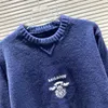 Ny märke Broder Broderi Tryckt Stickad Mäns Tröja Enkel Löst Rund Neck Kvinnors Samma Sweater Classic Designer Kläder