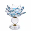 New Arrivals Crystal Lotus Flower Home Office Decor 4.7 "Wysokość Świeca Uchwyt Szkło Lotosowe Metalowe Świeczniki Fengshui Ozdoby