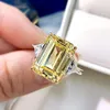 Bagues de cluster Vintage 925 Sterling Silver Women039s 1014mm Emerald Cut Topaz Rose Quartz Lab Diamond Gemstone Bandes de mariage Fi5524301