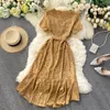 Bloemen jurken vrouwen zomer sexy v-hals boho strand jurk korte mouw bandage taille a-line ruche midi jurk wrap sundress robe x0521