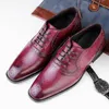 Dress Shoes Luxury Men Genuine Leather Brogue Carving Oxfords Square Toe Formal Wedding Party Business Office