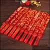 Etkinlik Festival Partisi Malzemeleri Ev Gardenclassic Tasarım Ahşap Çin Kırmızı Çift Mutluluk ve Dragon Düğün Yemek çubukları hediye çantası ile