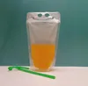 İçki Yazılımı Bir paket içecek torbaları Buzlu temizlenmiş fermuar stand-up plastik içme torbası tutucu yeniden boyanabilir ısı geçirmez 17oz saman