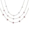 Charm Choker Necklace 2021 Red Pink White Enamel Sparking Clear Heart Cubic Zirconia CZ Tennis Chain Chokers
