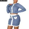 Sweet 2 Piece Set Women Fashion Mini Skirt and Long Sleeve O Neck Top Autumn Sexy Outfits for Conjuntos De Mujer 210520