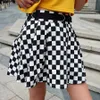 DICLOUD Pleated Checkerboard Skirts Harajuku High Waisted Skirt Casual Dancing Korean Sweat Short Summer Mini Skirts 210730