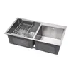 Stainless steel classic double bowl bottom mounted kitchen sink nano silver