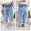 Frühling Herbst süße Mädchen Mode hohe Taille Jeans Kinder lässig All-Match Denim Hosen 1-6Y 210708