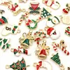 45pcs/Lot Christmas Oil Dripping Alloy DIY Jewelry Accessories Santa Claus Snowman Bell Earrings Bracelet Small Pendant Gift