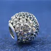 925 Sterling Silver White Enchanted Pave Charm Bead Fits European Pandora Jewelry Charm Bracelets