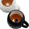 Keramische schattige kat kopjes met lepel wit / zwart koffie melk mokken cartoon ijs suiker thee dessert soep kantoor paar drinkware