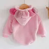 Otoño Invierno ropa para niños pequeños niñas bordadas mamelucos con capucha niños niña 210429