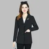 Big Size 5xl Fashion Plaid Women Blazer Single Button Long Sleeve vrouwelijke Casual Coats Office Ladies Outerwear Chic Tops Damespakken Blaz