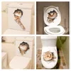 Kot żywy 3d rozbity przełącznik naklejki ścienne łazienki WC KICTHEN dekoracyjne naklejki śmieszne zwierzęta wystrój plakat PVC Sztuka ścienna